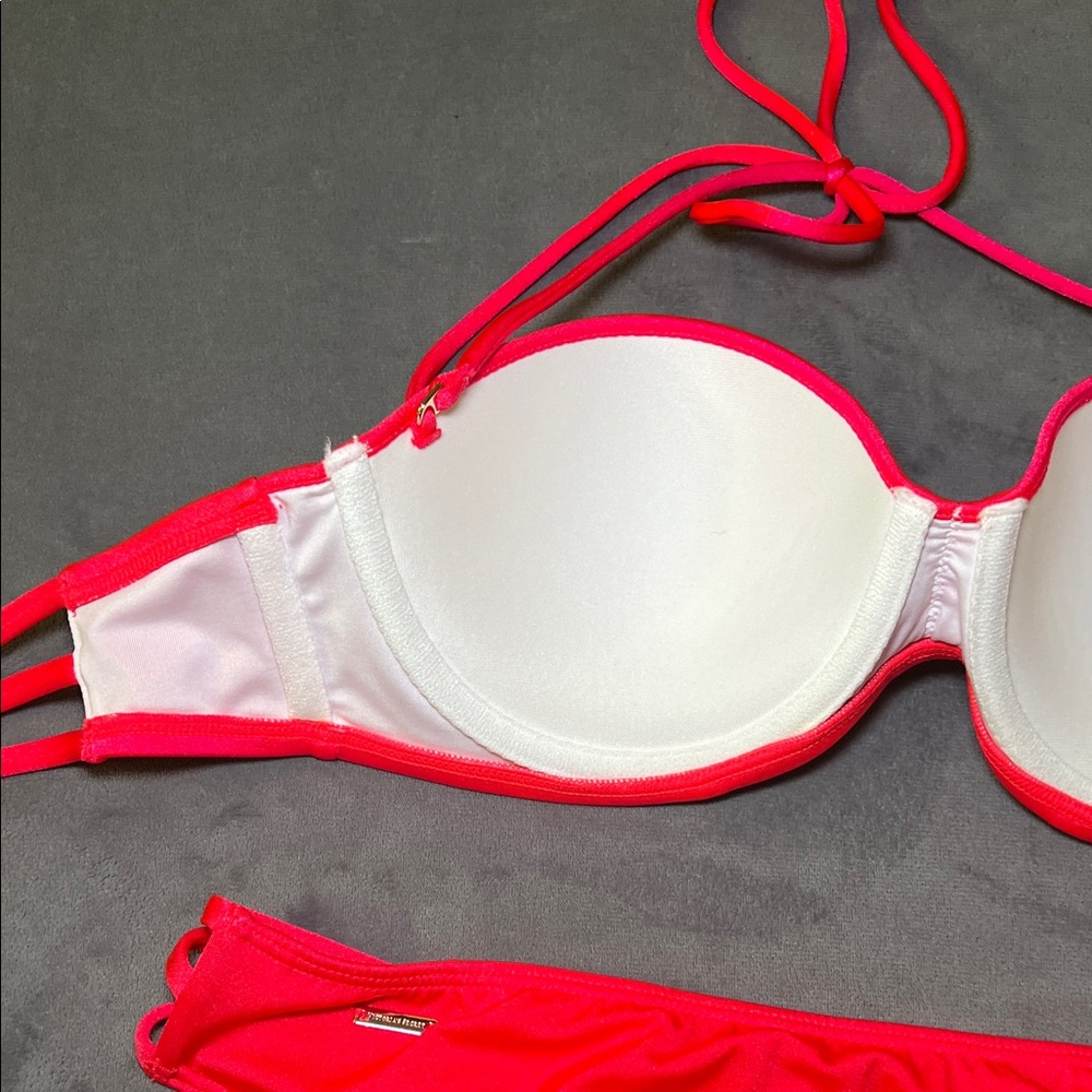 Victoria's Secret Hot Pink The Push-up Beach Bandeau and Knockout Bikini 34C / M - Picture 10 of 13